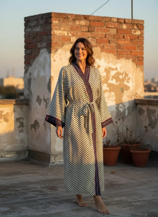 Recycle Silk Sari Women Kimono | Boho Chic Robe House, Beach Cover Up Vintage Bridesmaid Lounge Dressing Gown l Resort Wear Gypsy Nightwear