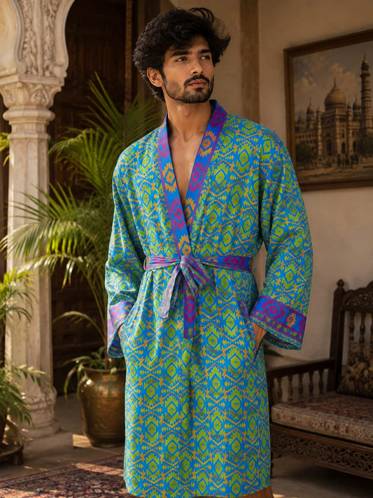 Silky Soft Mens Kimono Robe | Masculine Elegant Classic Sustainable Vintage House Robe gift, Timeless Comfy Lounge Beach Cover Up, Nightwear