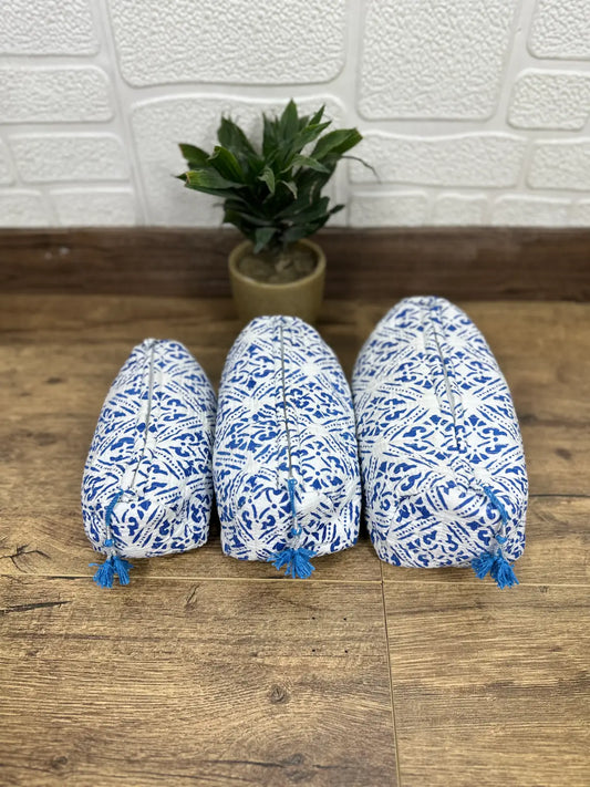 Block Print Toiletry & Makeup Bag | Quilted Wash Bag