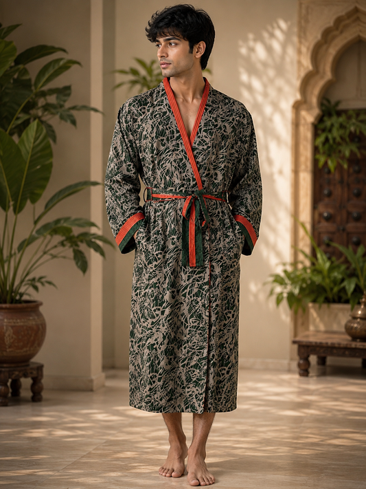 Silky Soft Mens Kimono Robe | Masculine Elegant Classic Sustainable Vintage House Robe gift, Timeless Comfy Lounge Beach Cover Up, Nightwear