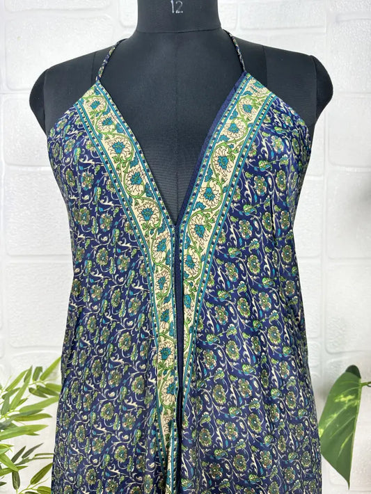 Boho Recycelte Seide Magisches Sommer Maxikleid Strandüberzug