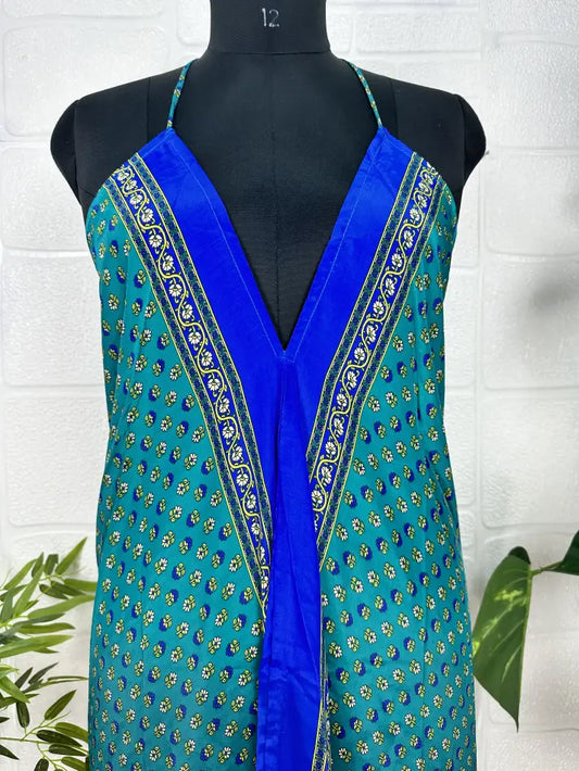 Boho Recycelte Seide Magisches Sommer Maxikleid Strandüberzug