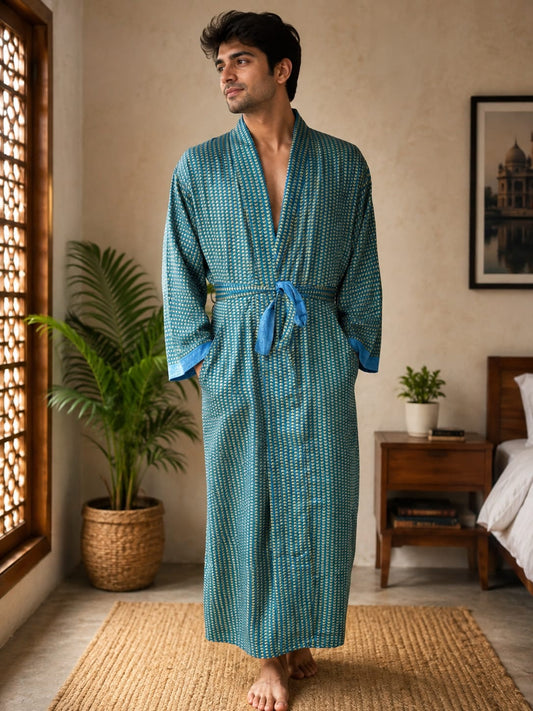 Silky Soft Mens Kimono Robe | Masculine Elegant Classic Sustainable Vintage House Robe gift, Timeless Comfy Lounge Beach Cover Up, Nightwear