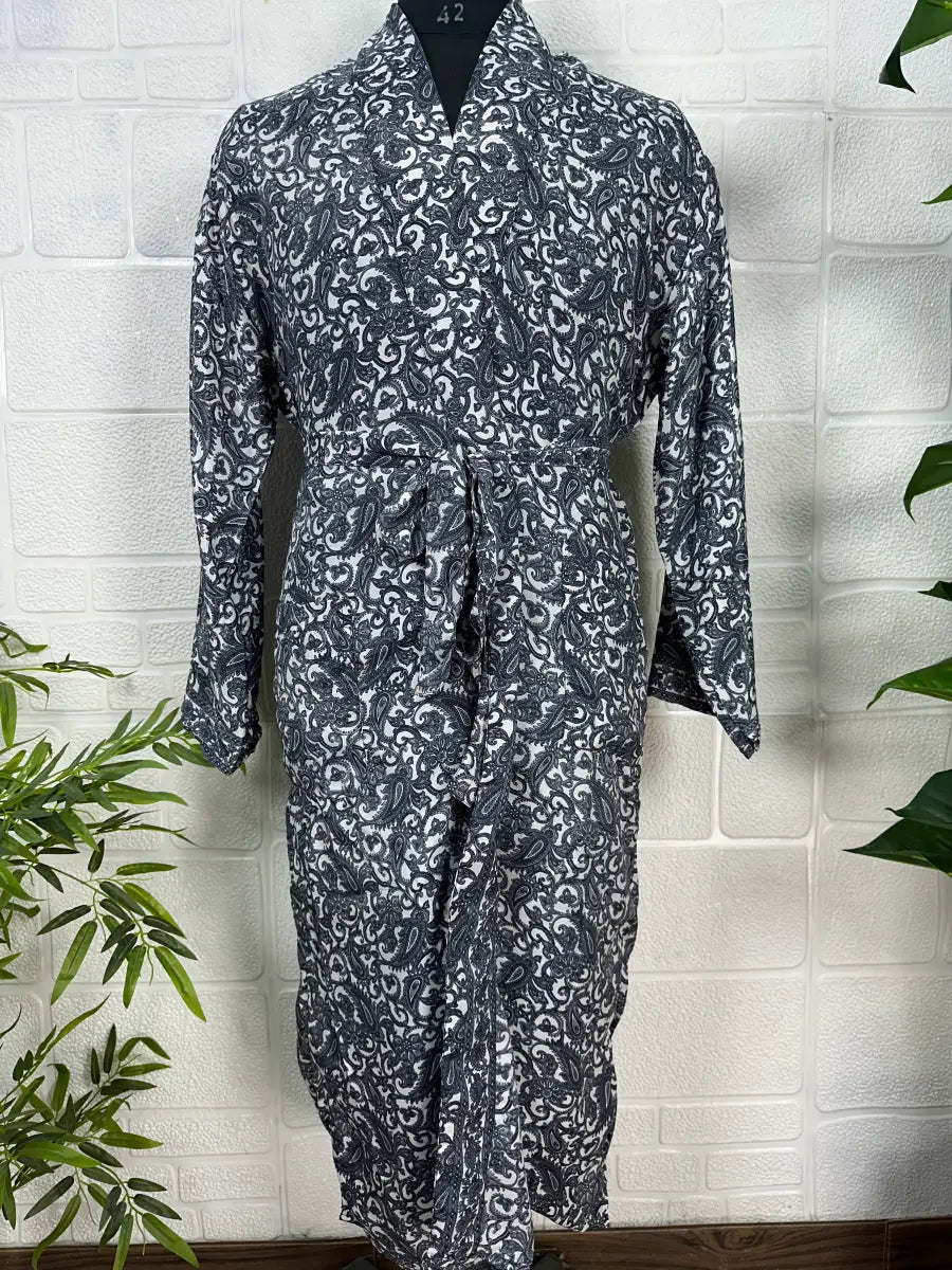 Boho Men Silk Kimono Robe, Luxury Silk Dressing Gown for Man, Long Hou The Eastern Loom Boho Men Silk Kimono Robe, Luxury Silk Dressing Gown for Man, Long Hou The Eastern Loom