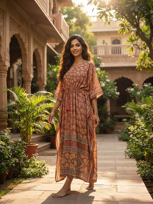 Boho Beach Cover Up Kaftan Dress | Oversize Resort Wear Caftan, Women Loose Fit Midi Dress, Recycle Silky Soft Women Clothing, Gift for Her