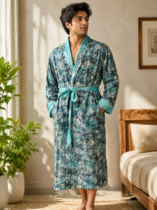 Silky Soft Mens Kimono Robe | Masculine Elegant Classic Sustainable Vintage House Robe gift, Timeless Comfy Lounge Beach Cover Up, Nightwear