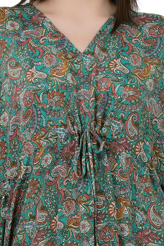 Women's Silk Blend Short Kaftan, Boho Chic Summer Dressing Gown, Boheme Beach Coverup, Loose Fit Mini Dress, Luxury Lounge Wear Gift for Her