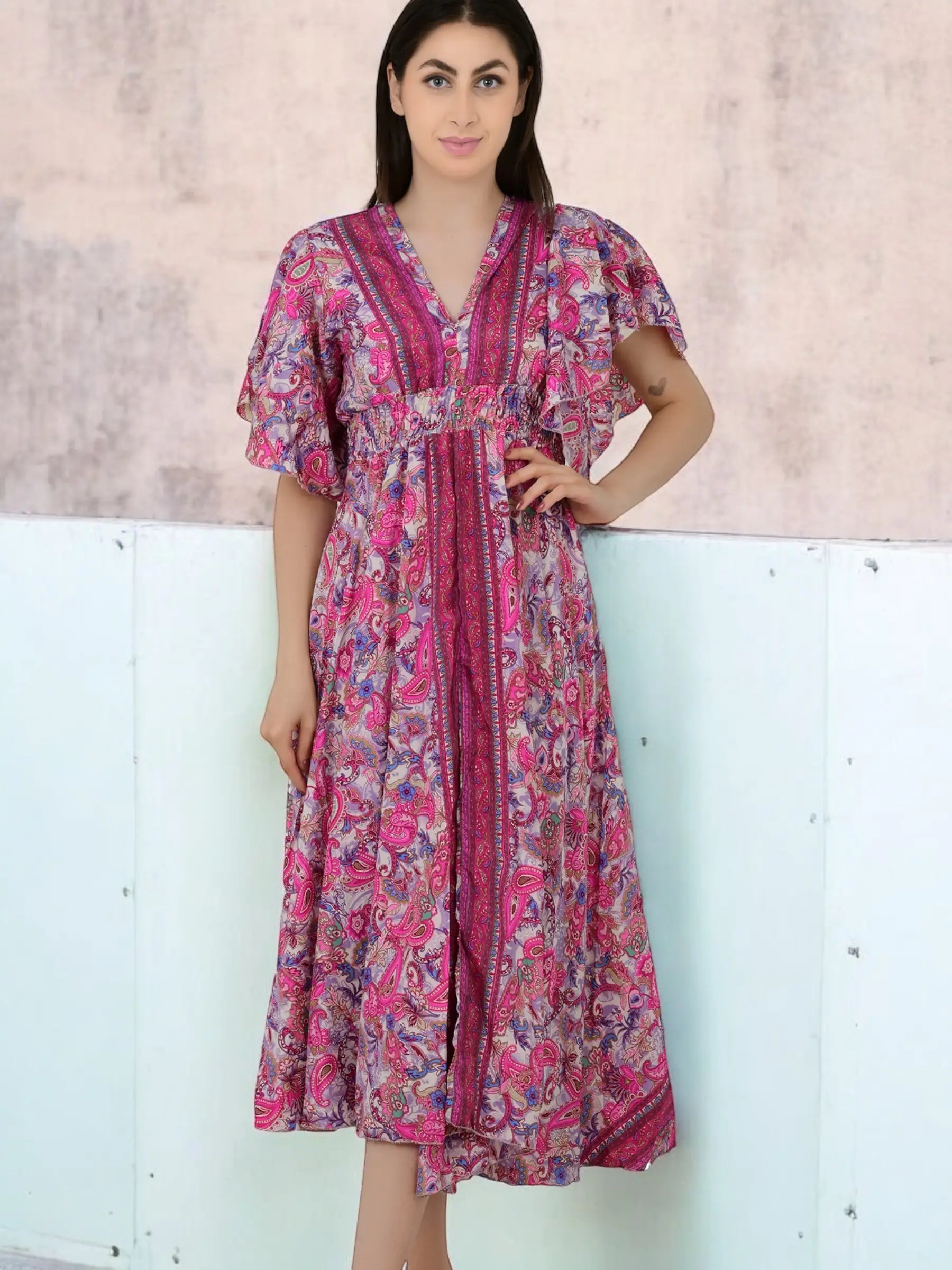 pink floral wedding guest dress Zapaka Women A-Line V-Neck Tiered Blush Tulle Embroidered Long Dress, Blush / US2 this elegant silhouette blends timeless sophistication with modern charmso youll feel confident Pink Wedding Guest Dresses