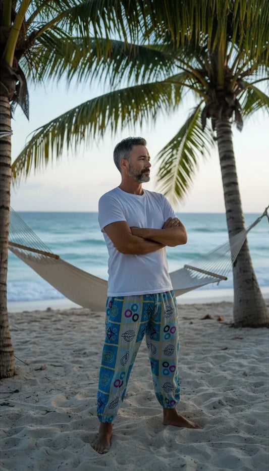 Unisex Boho Vintage Pajama Soft Breathable Comfortable Loungewear, Lightweight Comfy Sleepwear