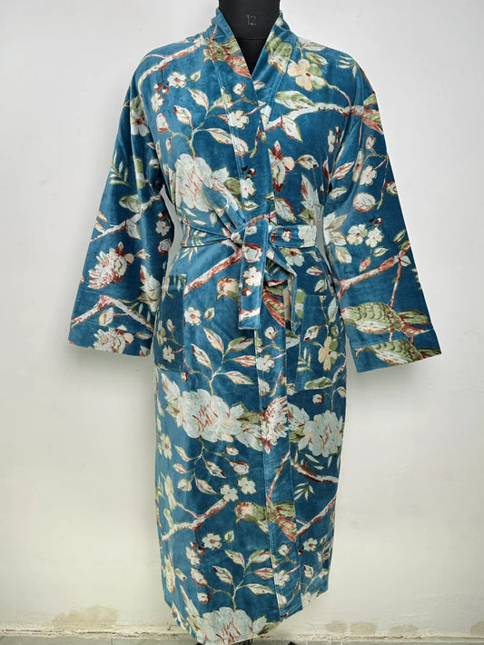 Luxury Velvet Women Kimono | Boho Dressing Gown Reversible With Lining, Womens Clothing Bridal Robe, Smoking Jacket For Him Spa Gift For Her