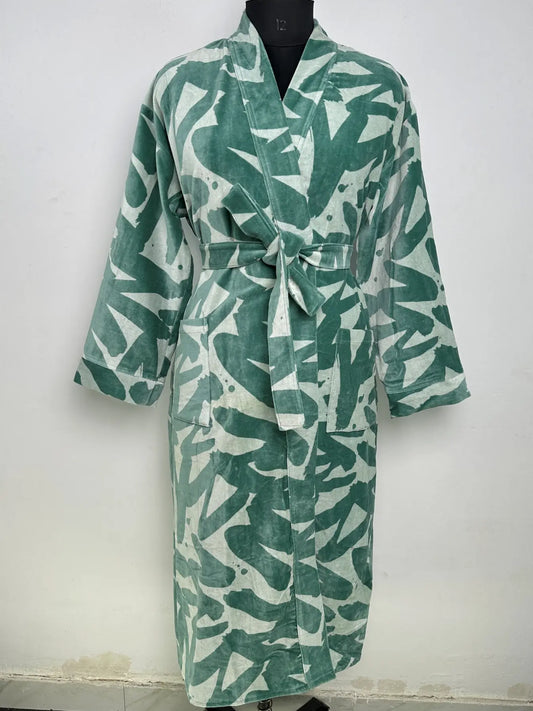 Velvet Kimono Robe | Boho Womens Dressing Gown, Reversible With Lining Womens Clothing Bridal Robe, Spa Gift For Her Smoking Jacket For Him