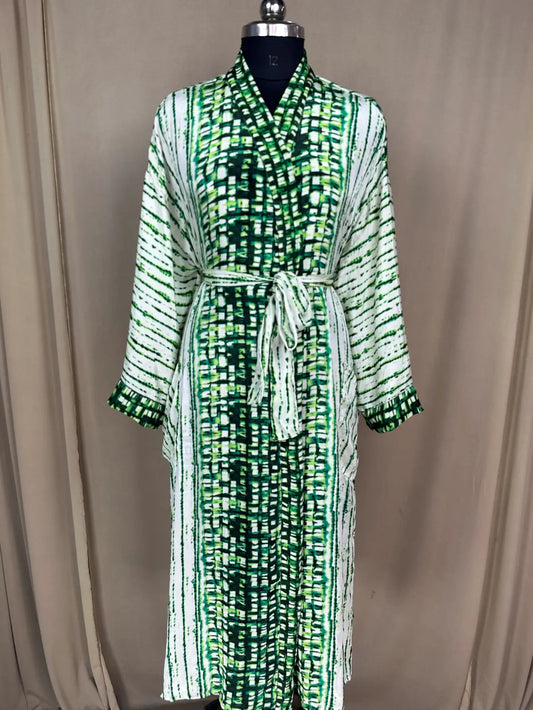 Recycle Silk Sari Women Kimono | Boho Chic Robe House, Beach Cover Up Vintage Bridesmaid Lounge Dressing Gown l Resort Wear Gypsy Nightwear
