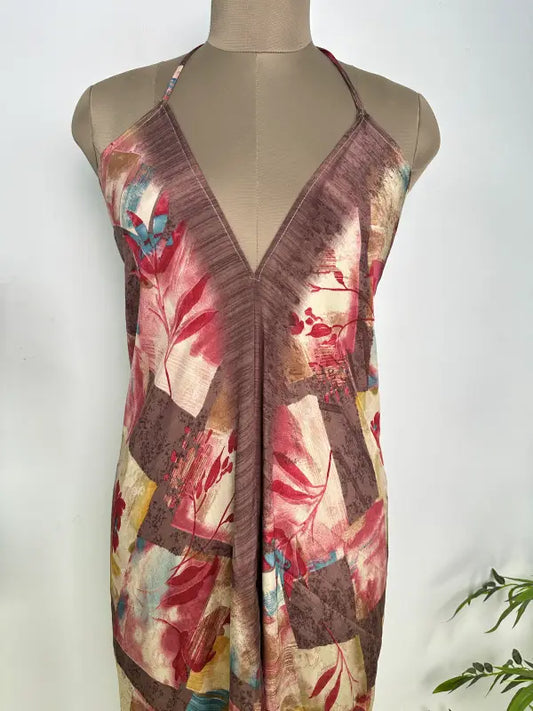 Womens Clothing Maxi Halter Neck Dress | Flowy Boho Festival Dress for Beach Cover up, Soft Breathable Recycle Silky, Anniversary Gift Her