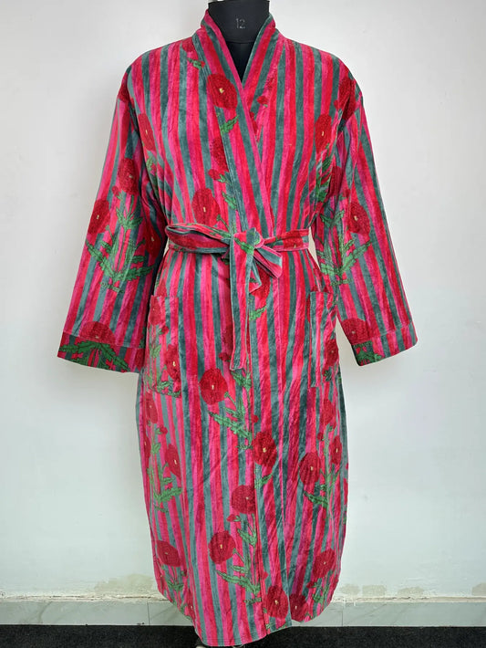 Velvet Women Boho Kimono | Dressing Gown Reversible With Lining, Womens Clothing, Bridal Robe Spa Gift For Her, Smoking Jacket For Him