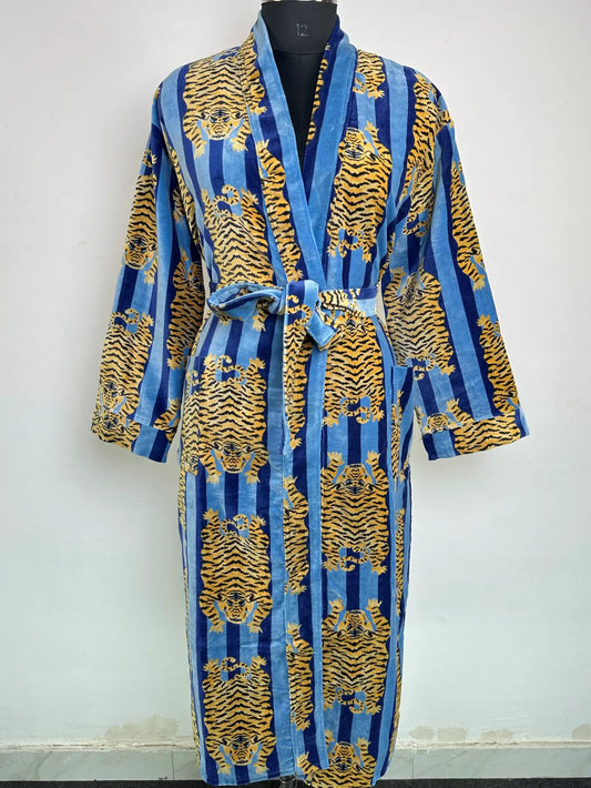 Velvet Women Kimono Robe | Boho Dressing Gown Reversible With Lining | Womens Clothing Bridal Robe Spa Gift For Her, Smoking Jacket For Him