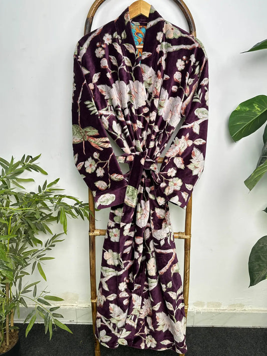 Luxury Velvet Womens Kimono | Boho Reversible Dressing Gown With Lining, Womens Clothing, Bridal Robe, Smoking Jacket For Him, Spa Gift
