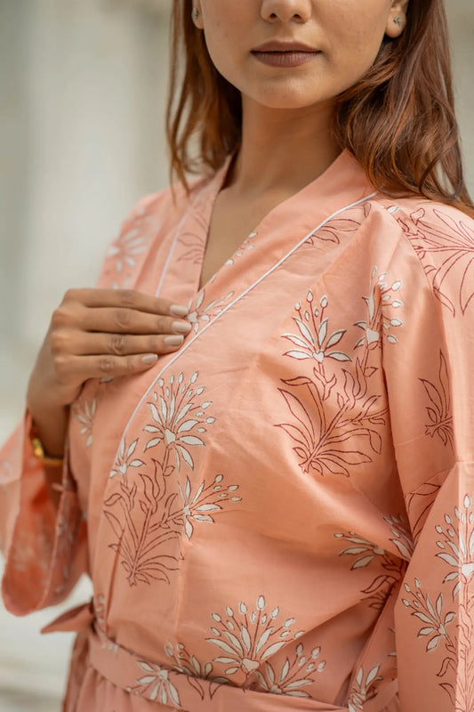 Luxury Cotton Kimono Robe for Women | Long Dressing Gown, Soft Breathable Loungewear, Sleepwear, Bridesmaid & Beach Resort Wear Gift for Her