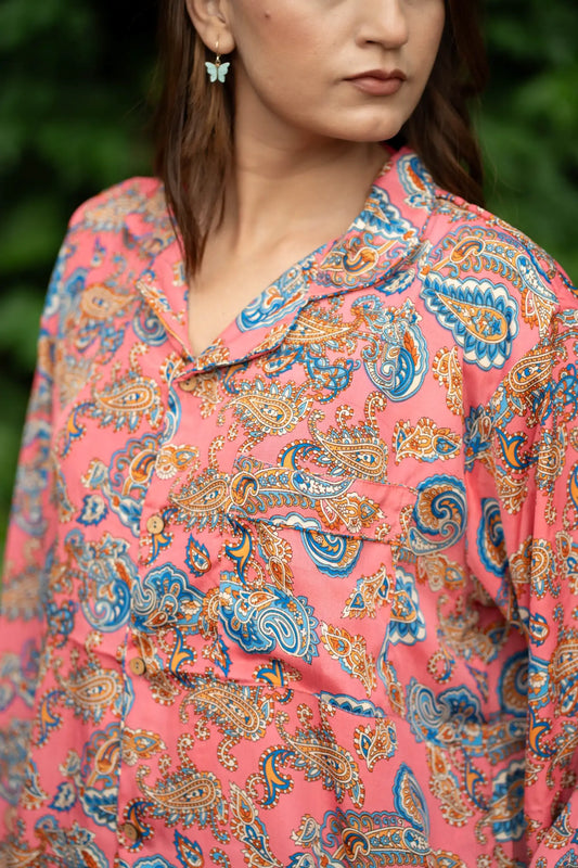 Silk Blend Bridal Pyjama Set | Silky Soft Cozy Breathable Women Nightwear, Paisley Pattern With Pockets, Bridesmaids PJ, Unique Gift For Her