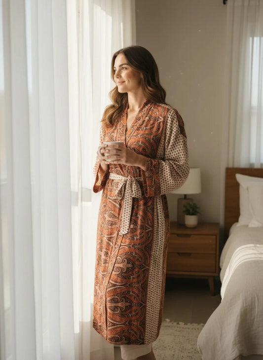 Recycle Silk Sari Women Kimono | Boho Chic Robe House, Beach Cover Up Vintage Bridesmaid Lounge Dressing Gown l Resort Wear Gypsy Nightwear
