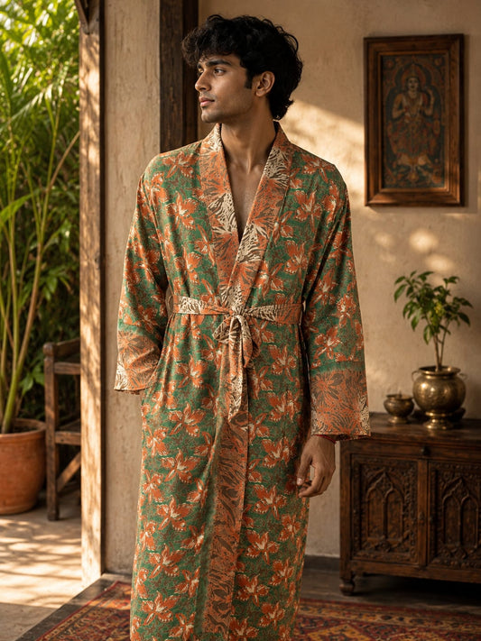 Silky Soft Mens Kimono Robe | Masculine Elegant Classic Sustainable Vintage House Robe gift, Timeless Comfy Lounge Beach Cover Up, Nightwear