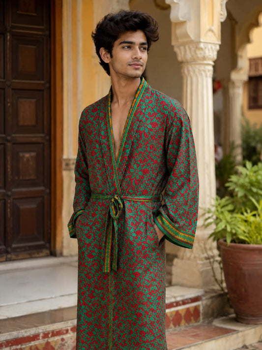 Silky Soft Mens Kimono Robe | Masculine Elegant Classic Sustainable Vintage House Robe gift, Timeless Comfy Lounge Beach Cover Up, Nightwear