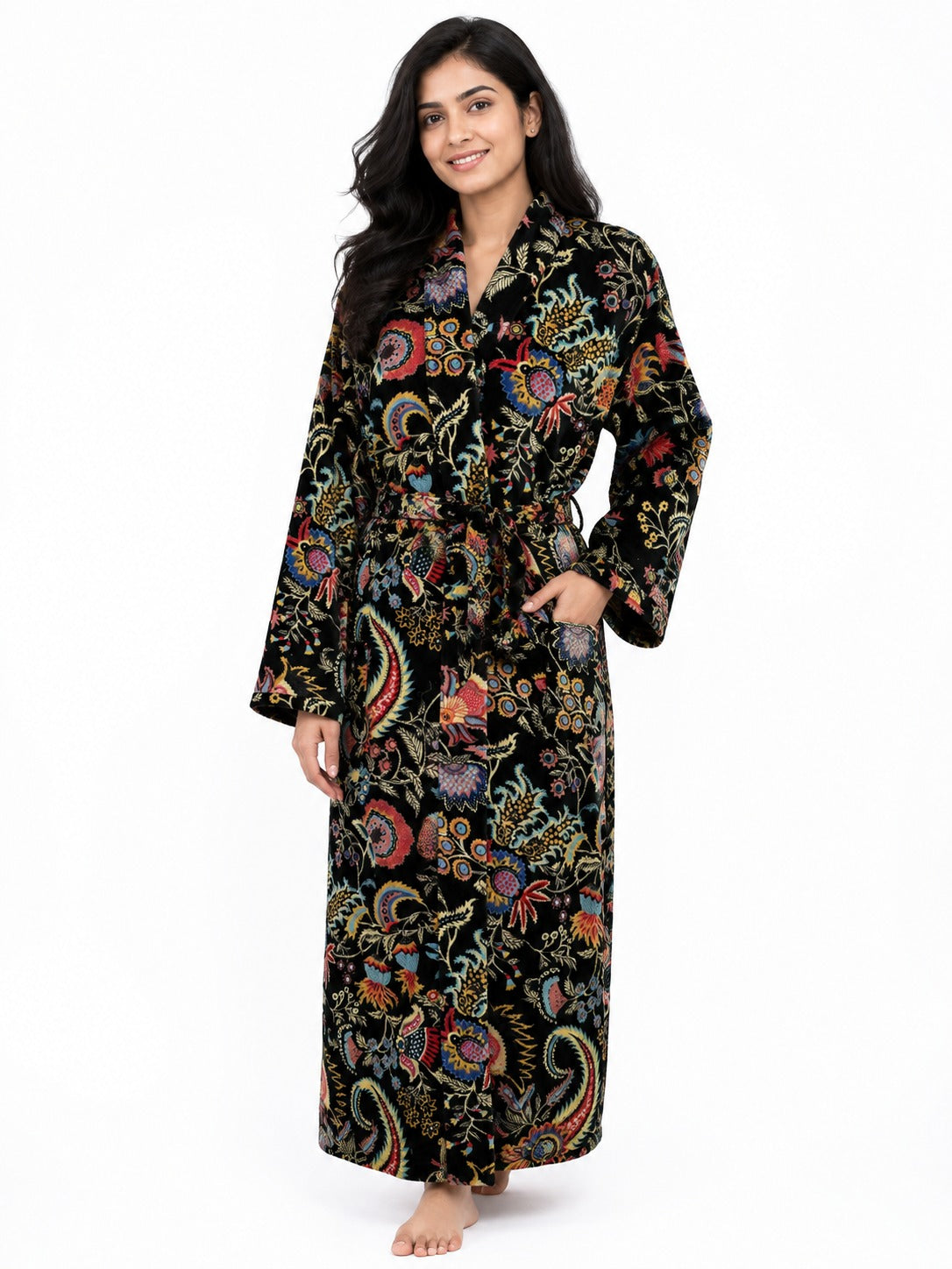 Velvet Womens Kimono Boho Robe | Luxury Bridal Reversible with Lining, Dressing Gown, Smoking Jacket for Her, Anniversary Gift For Her