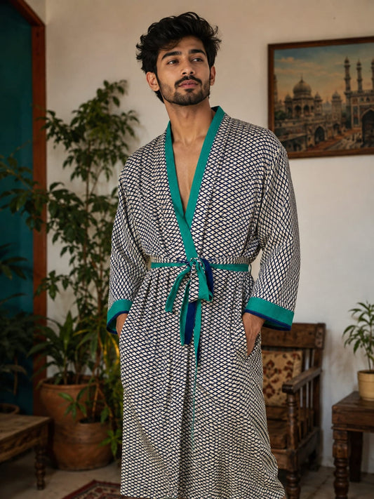Silky Soft Mens Kimono Robe | Masculine Elegant Classic Sustainable Vintage House Robe gift, Timeless Comfy Lounge Beach Cover Up, Nightwear