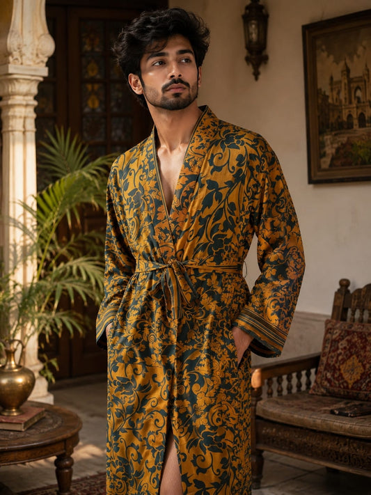 Silky Soft Mens Kimono Robe | Masculine Elegant Classic Sustainable Vintage House Robe gift, Timeless Comfy Lounge Beach Cover Up, Nightwear