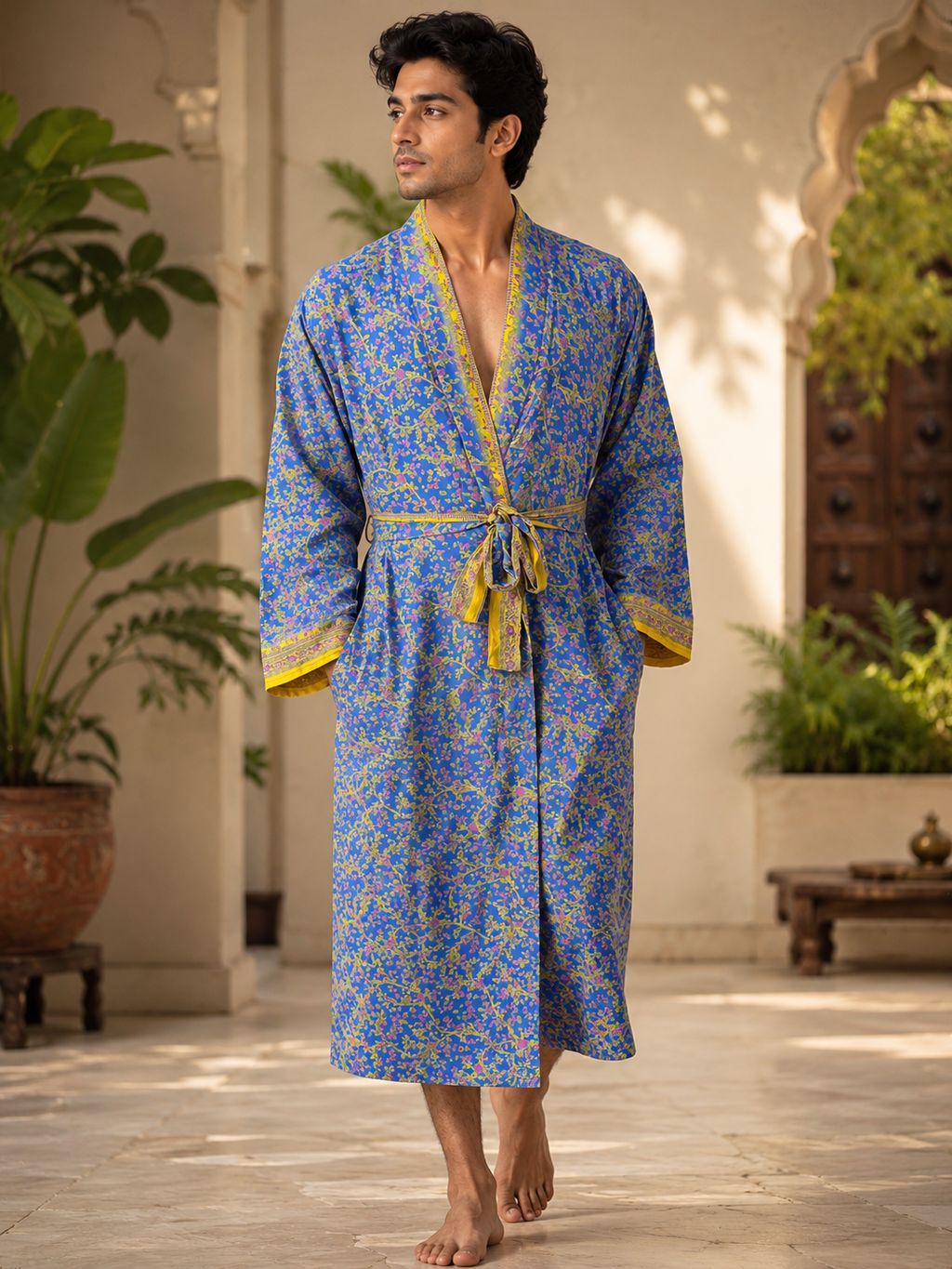 Silky Soft Mens Kimono Robe | Masculine Elegant Classic Sustainable Vintage House Robe gift, Timeless Comfy Lounge Beach Cover Up, Nightwear