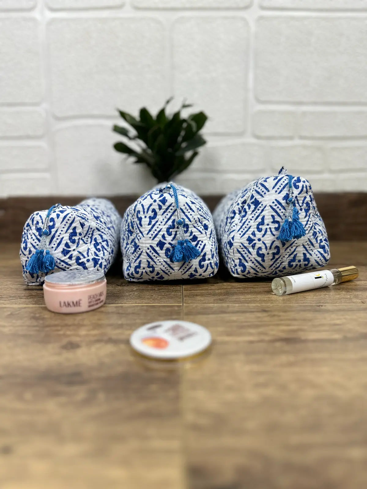 Block Print Toiletry & Makeup Bag | Quilted Wash Bag