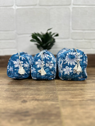 Block Print Toiletry & Makeup Bag | Quilted Wash Bag