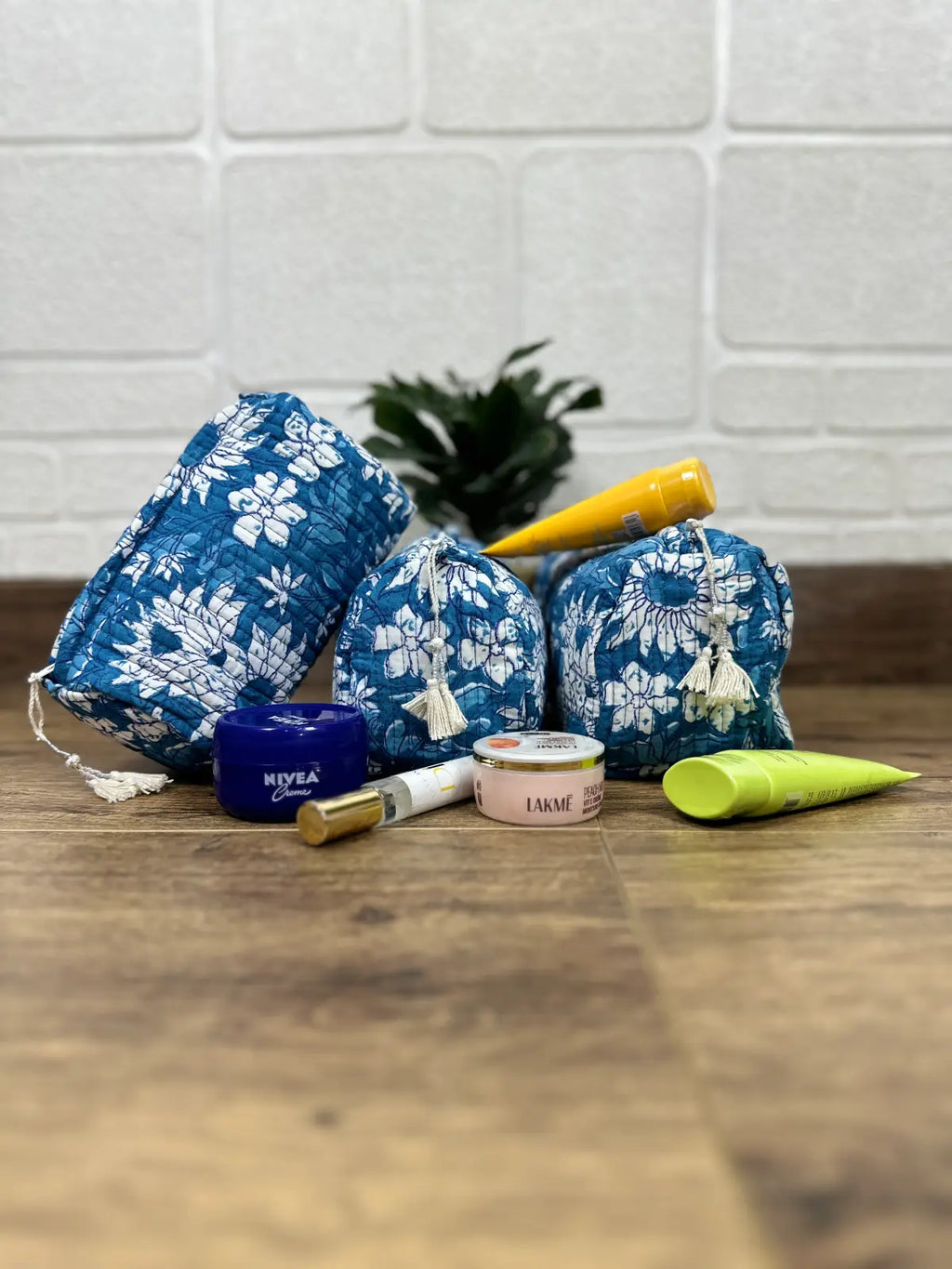 block-printed Toiletry & Makeup Bag