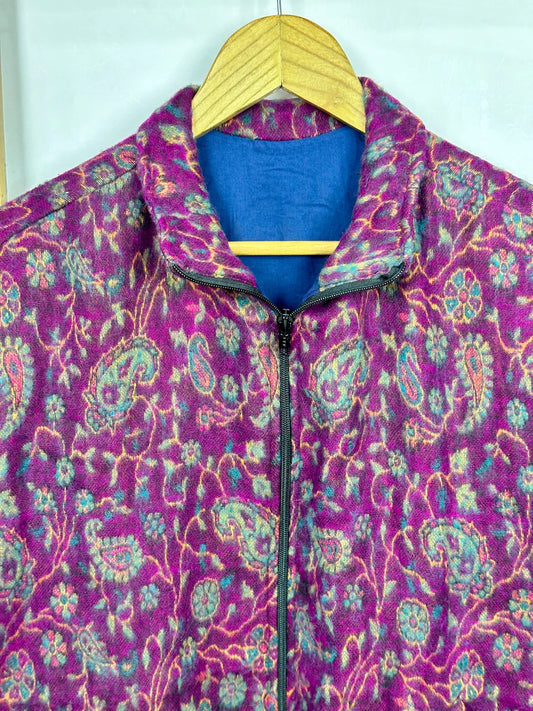 Handmade Paisley Floral Jacket: Boho Chic Yak Wool Blend Bolero