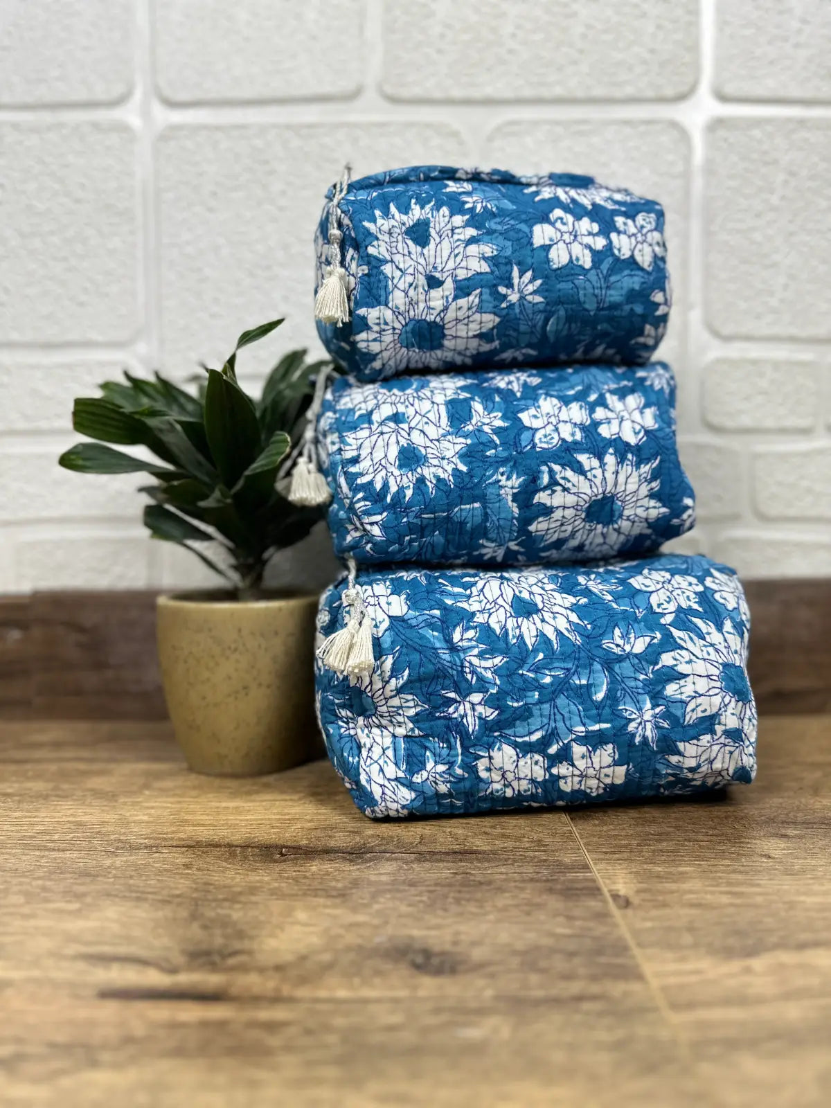 block-printed Toiletry & Makeup Bag