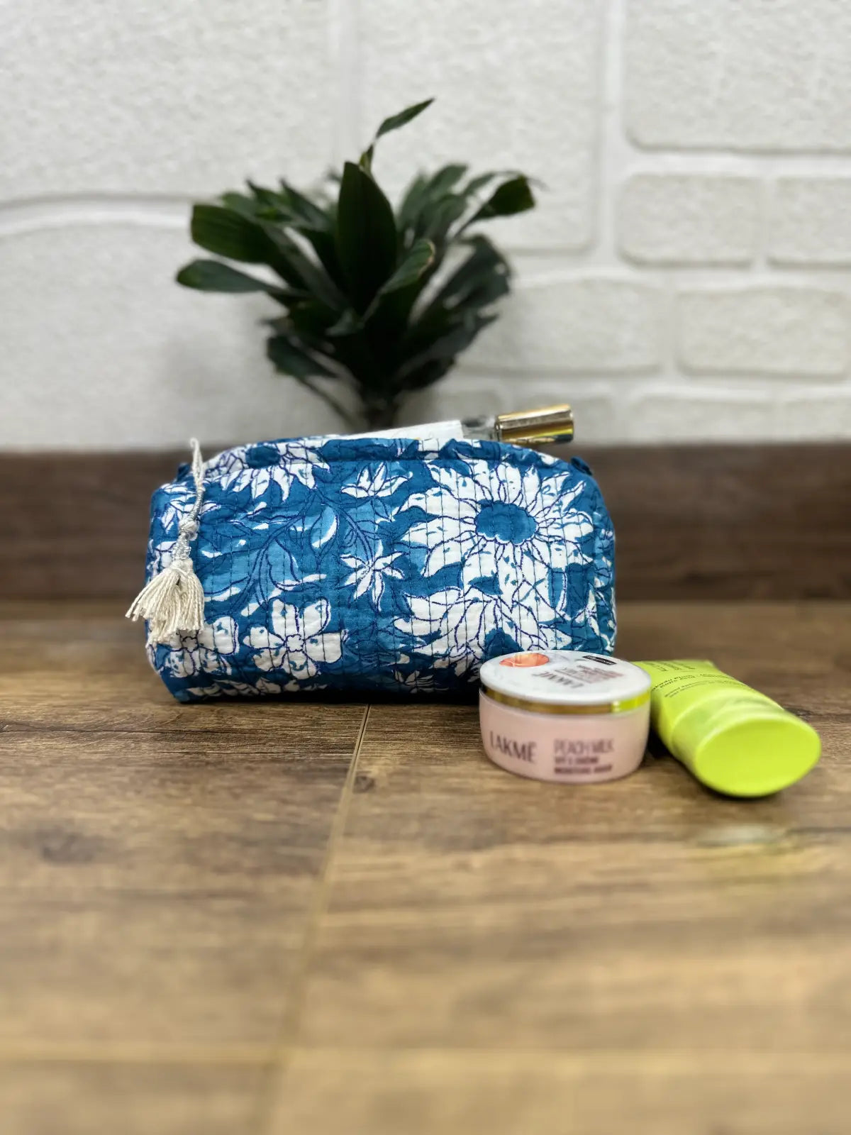 block-printed Toiletry & Makeup Bag