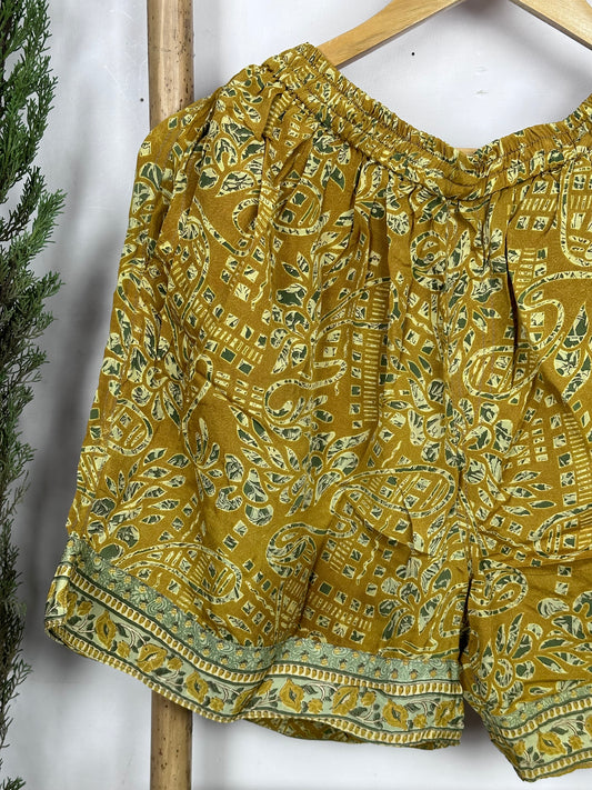 Kurze Boxershorts aus Seidenmischung für Herren im Boho-Stil, Nachtwäsche, Loungewear, Strandbekleidung, Hausbekleidung, Fitnessbekleidung, Urlaubsbekleidung oder für den Alltag | Größe S/M