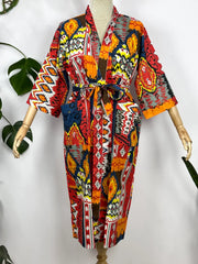 Pure Cotton Handmade Kimono Artisanal Boho House Bath Robe Spring Summer Fashion Cardigan | Beach Cover Up Bridesmaid Dressing Gown Gift Her