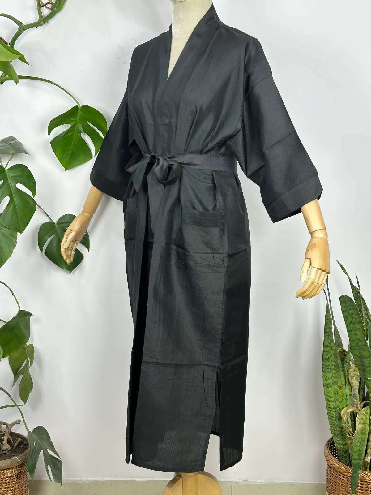 Upcycle Boho Chic Coverup Recycle Silk Sari Kimono | Vintage Elegance House Robe Duster Cardigan Beach Cover Up Sarong | Tropical Floral Summer Dress Kaftan