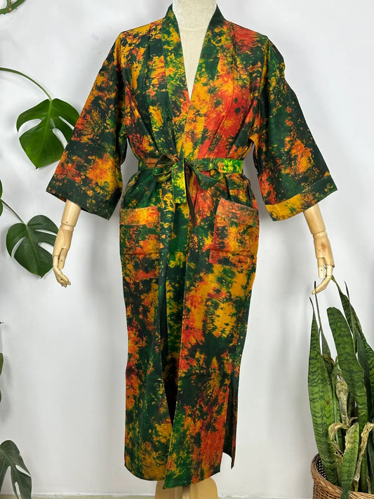 Upcycle Boho Chic Coverup Recycle Silk Sari Kimono | Vintage Elegance House Robe Duster Cardigan Beach Cover Up Sarong | Tropical Floral Summer Dress Kaftan