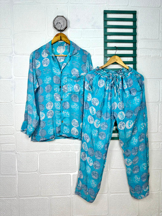 Recycle Silk Long Pajama Set, Lightweight and Breathable PJ Nightwear, Sustainable Women Girly Pajama Sleepwear Set, Silk Top and Bottom Gift for Her | S/M Size