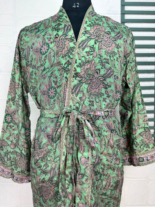 Boho Men Patola Soft Silk Kimono Man Regal House Beach Robe