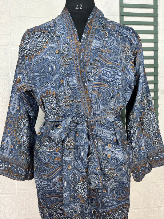 Boho Men Patola Soft Silk Kimono Man Regal House Beach Robe