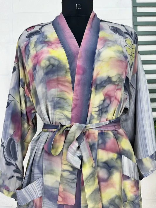 Vintage Crepe Silk Kimono Soft Comfy Robe Lightweight Luxury Loungewear  | Perfect Gift For Her