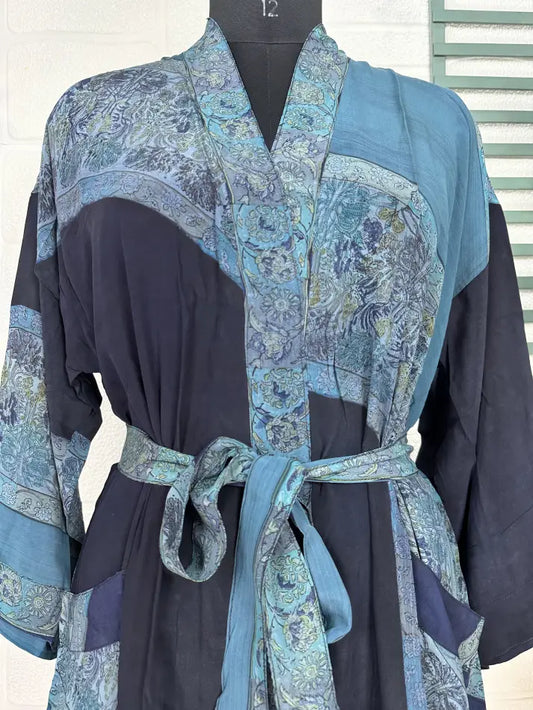 Vintage Crepe Silk Kimono Soft Comfy Robe Lightweight Luxury Loungewear  | Perfect Gift For Her