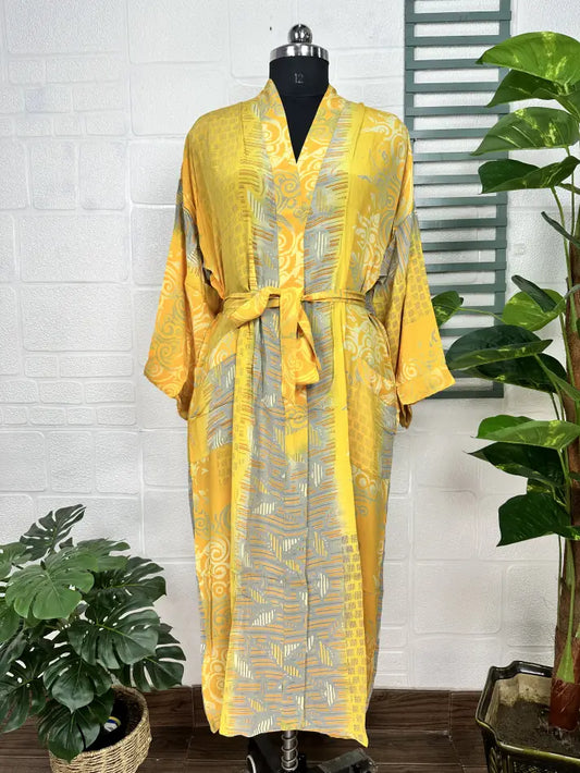 Vintage Crepe Silk Kimono Soft Comfy Robe Lightweight Luxury Loungewear  | Perfect Gift For Her