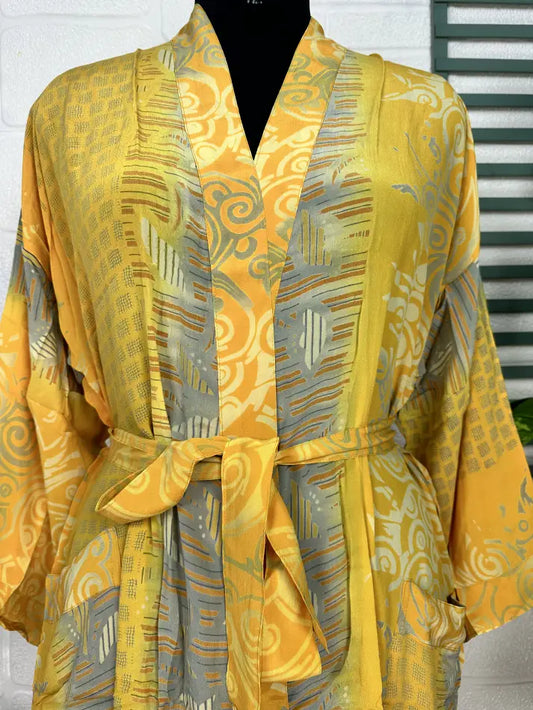 Vintage Crepe Silk Kimono Soft Comfy Robe Lightweight Luxury Loungewear  | Perfect Gift For Her