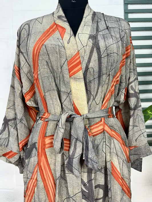 Vintage Crepe Silk Kimono Soft Comfy Robe Lightweight Luxury Loungewear  | Perfect Gift For Her