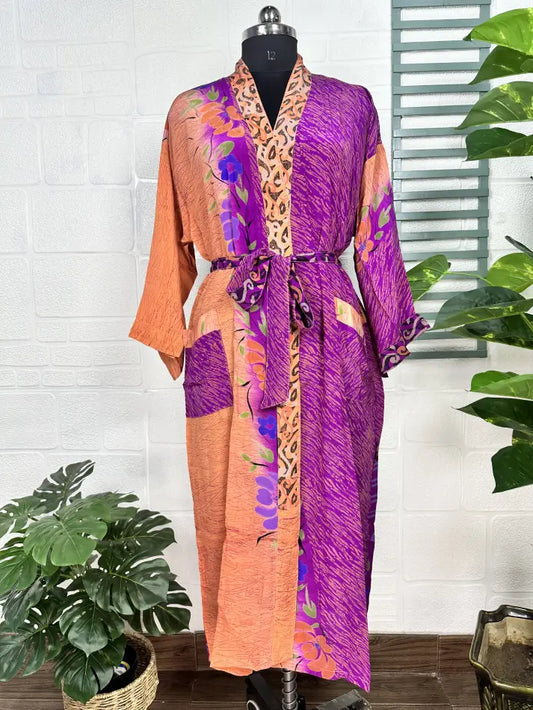 Vintage Crepe Silk Kimono Soft Comfy Robe Lightweight Luxury Loungewear  | Perfect Gift For Her