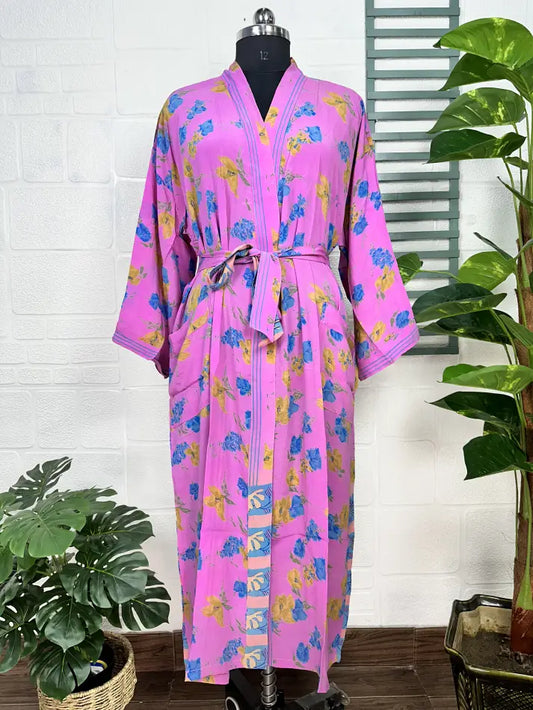 Vintage Crepe Silk Kimono Soft Comfy Robe Lightweight Luxury Loungewear  | Perfect Gift For Her