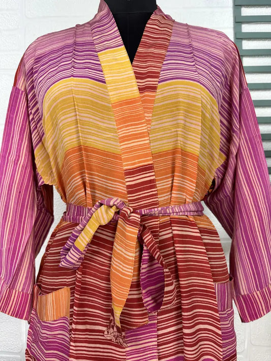 Vintage Crepe Silk Kimono Soft Comfy Robe Lightweight Luxury Loungewear  | Perfect Gift For Her